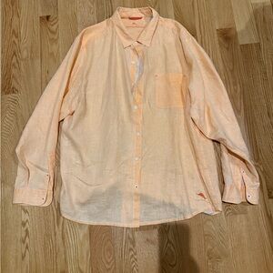Tommy Bahama Orange Casual Button Down linen Shirt